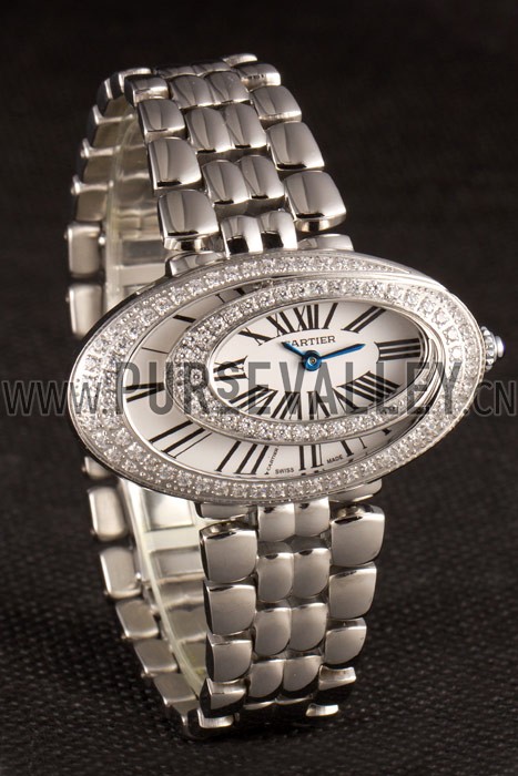 Cartier Baignoire Hypnose White Dial Diamonds Steel Case Steel Bracelet