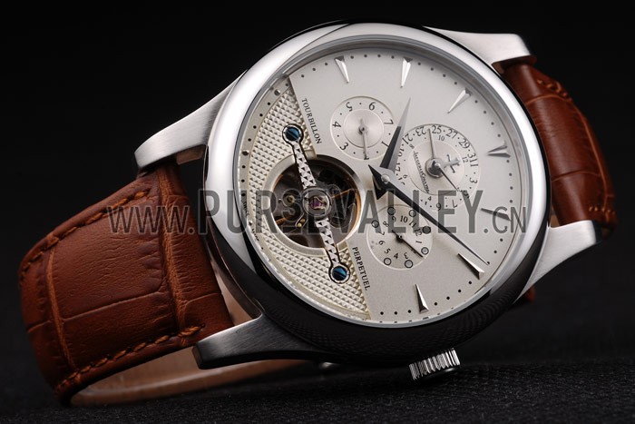 Jaeger Le Coultre Master Control Tourbillon White Dial Brown Leather Strap
