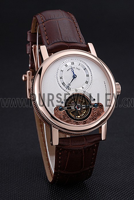 Breguet Classique Grande Complication Tourbillon Gold Case White Dial Brown Leather Strap 622209