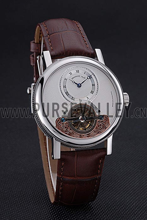 Breguet Classique Grande Complication Tourbillon Silver Case White Dial Brown Leather Strap 622210