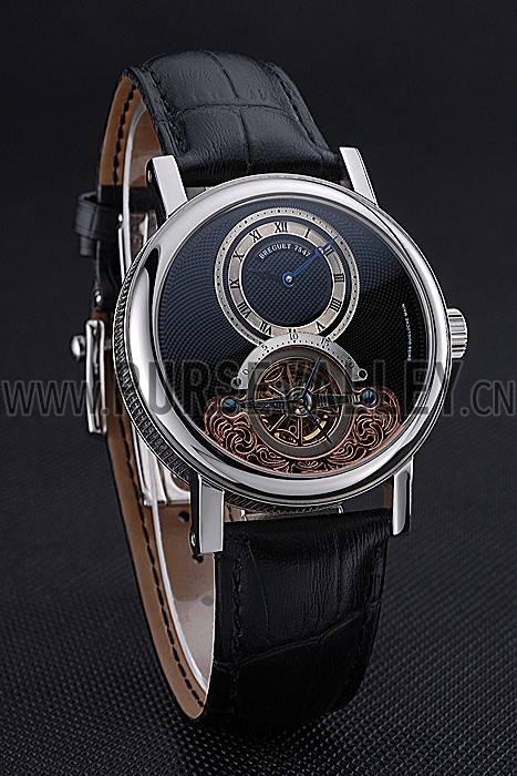 Breguet Classique Grande Complication Tourbillon Silver Case Black Dial Black Leather Strap 622212