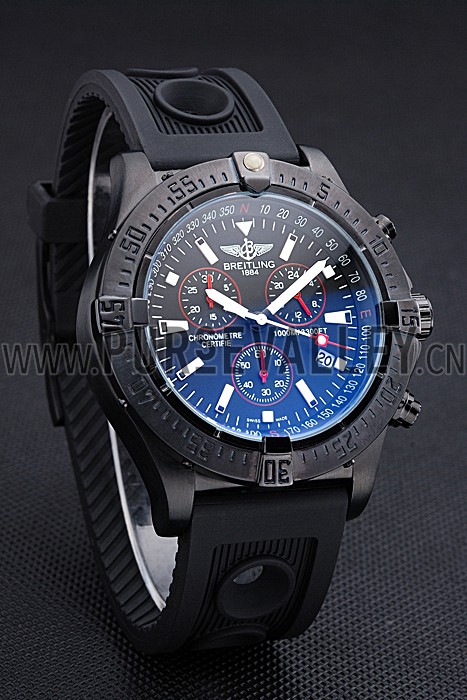 Breitling Avenger Seawolf Ion Plated Steinless Steel Case Black Dial Rubber Bracelet 622240