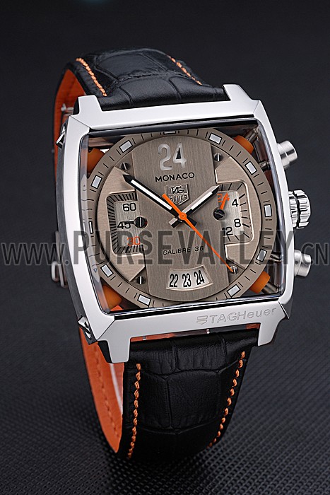 Tag Heuer Monaco 24 Calibre 36 Chronograph Gold And Beige Dial Black Leather Strap 622274