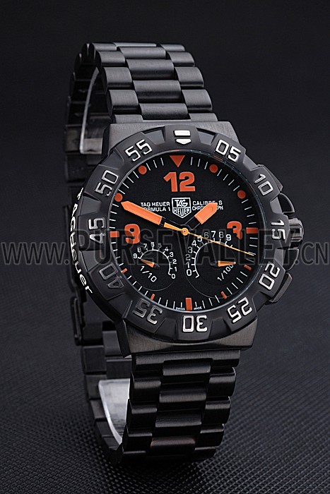 Tag Heuer Formula One Calibre S Black Dial Orange Numerals Ion Plated Steinless Steel Bracelet 622300