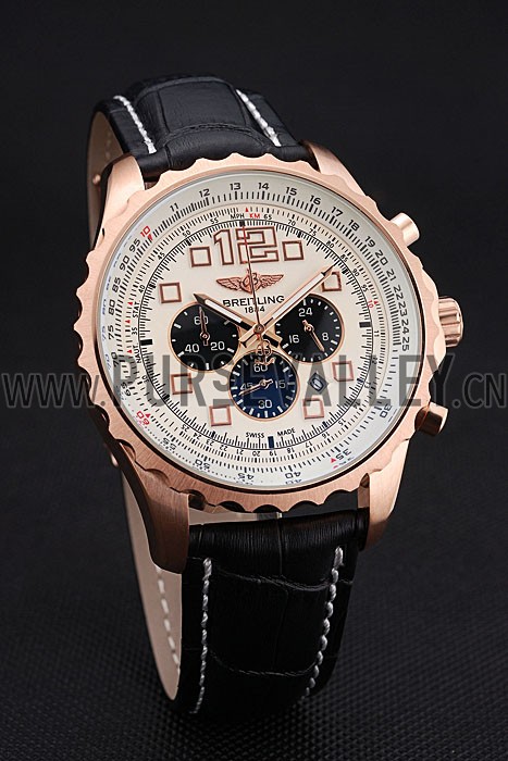 Breitling Navitimer Rosegold Bezek Leather Strap White Dial