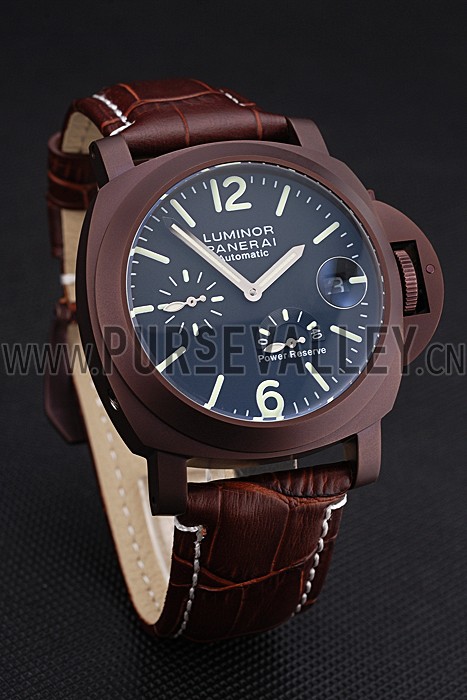 Panerai Luminor Brown Leather Strap Black Dial 80162