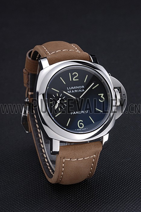 Panerai Luminor Marina Stainless Steel Bezel Khaki Leather Bracelet 622311