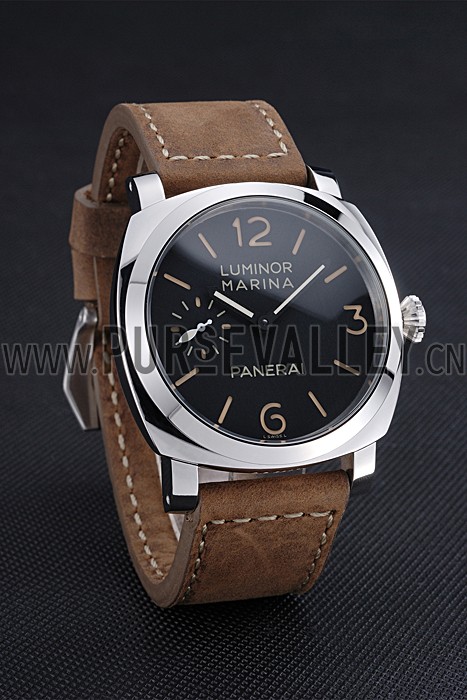 Panerai Luminor Marina Stainless Steel Bezel Khaki Leather Bracelet 622322