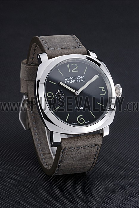 Panerai Luminor Stainless Steel Bezel Grey Leather Bracelet 622323