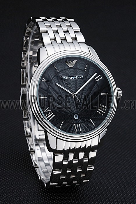 Emporio Armani Classic Black Dial Stainless Steel Bracelet 622334