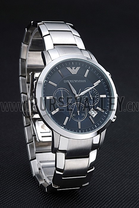 Emporio Armani Classic Chronograph Dark Blue Dial Stainless Steel Bracelet 622338
