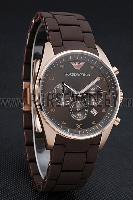 Emporio Armani Sportivo Chronograph Brown Dial Gold Case Brown Bracelet 622346