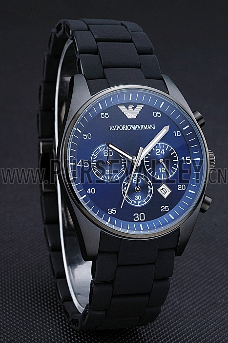 Emporio Armani Sportivo Chronograph Blue Dial Ion-plated Case Black Bracelet 622347