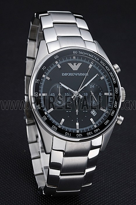 Emporio Armani Sportivo Chronograph Black Dial Stainless Steel Bracelet 622349