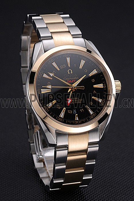 Omega Seamaster Planet Ocean GMT Black Dial Two Tone Band 622396