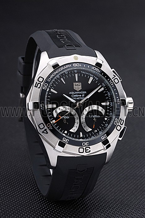 Tag Heuer Aquaracer Calibre S Black Dial Black Rubber Band 622406