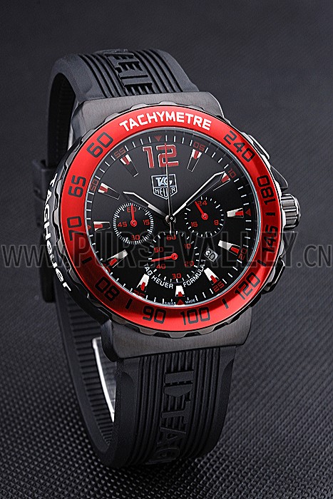 Tag Heuer Formula 1 Chronograph Black Dial Red Bezel Red Numerals 622407