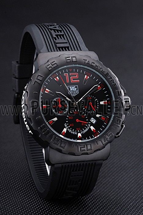 Tag Heuer Formula 1 Chronograph Black Dial Black Bezel Red Numerals 622408
