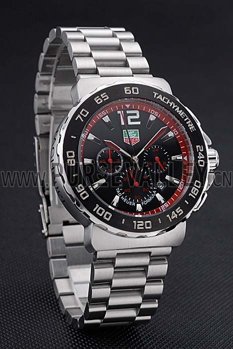 Tag Heuer Formula 1 Chronograph Black Dial Black Bezel Stainless Steel Band Red Numerals 622411