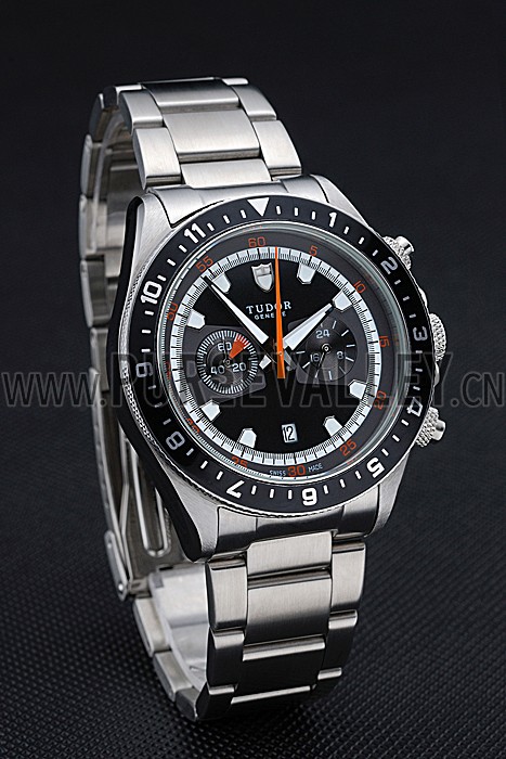 Tudor Heritage Chronograph Black Dial Stainless Steel Bracelet 622418