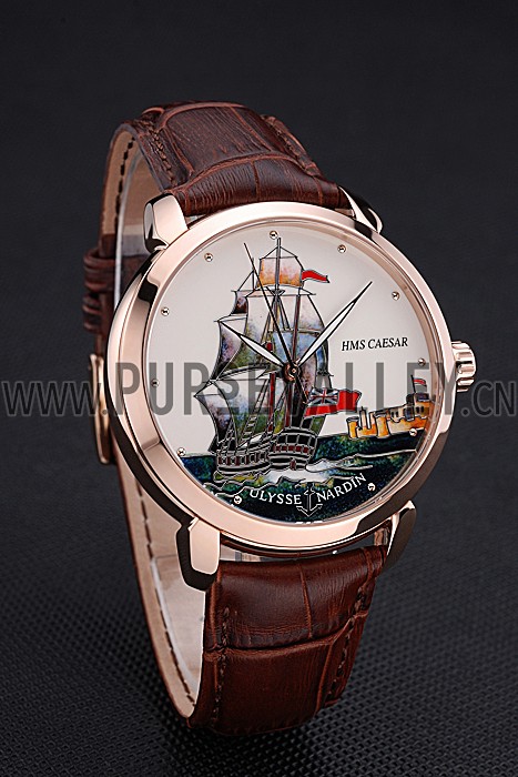 Ulysse Nardin Classico HMS Caesar Limited Edition White Dial Brown Leather Strap 622425