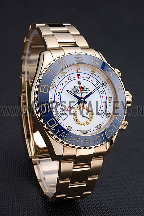 Rolex Yachtmaster II White Dial Blue Bezel Gold Bracelet 622271