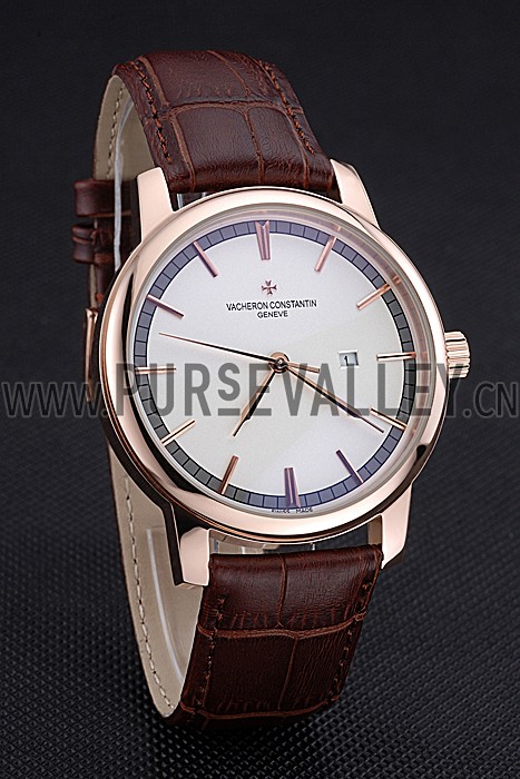 Vacheron Constantin Patrimony Contemporary Gold Case White Dial Brown Leather Strap 622307