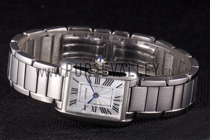 Cartier Tank Anglaise 23mm Silver Dial Stainless Steel Case And Bracelet