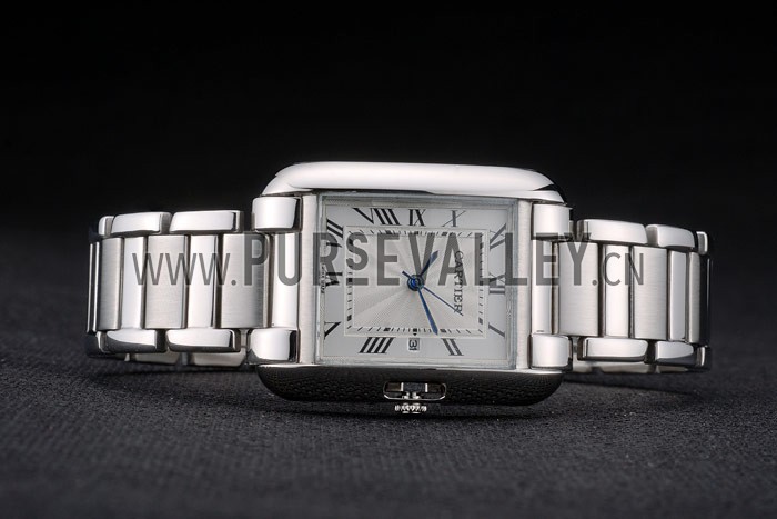 Cartier Tank Anglaise 30mm White Dial Stainless Steel Case And Bracelet