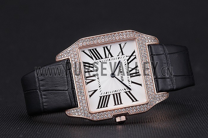 Cartier Santos 100 Diamond Rose Gold Bezel 621925