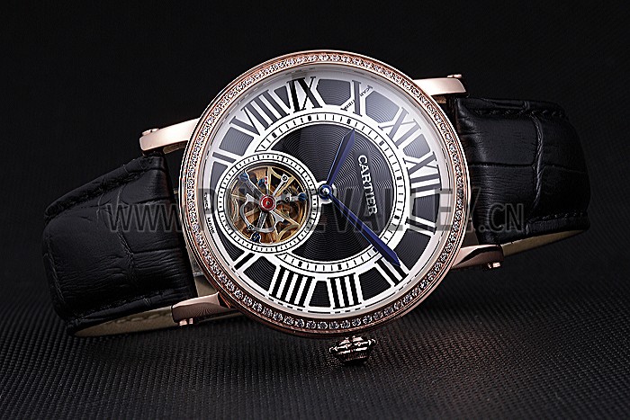 Cartier Rotonde Flying Tourbillon Diamonds Black Dial 621951