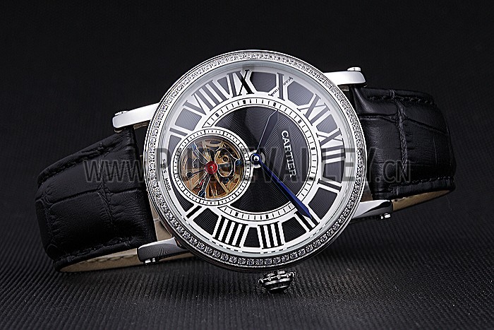 Cartier Rotonde Flying Tourbillon Diamonds Black Dial 621953