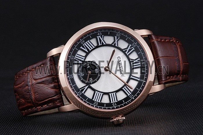 Cartier Ronde Louis White Dial Brown Leather Strap 621976