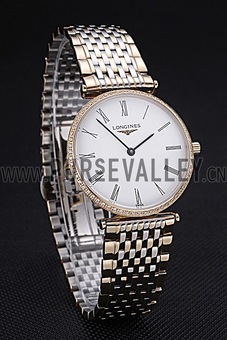 Longines La Grande Classique Two Tone Band White Dial Diamond Bezel Homme 622103