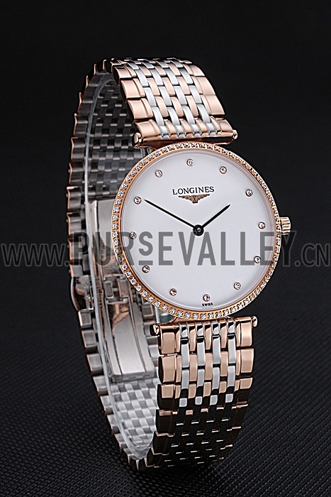 Longines La Grande Classique Rose Gold White Dial Diamond Bezel Homme 622105