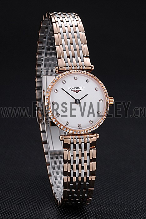 Longines La Grande Classique Rose Gold White Dial Diamond Bezel Femme 622106