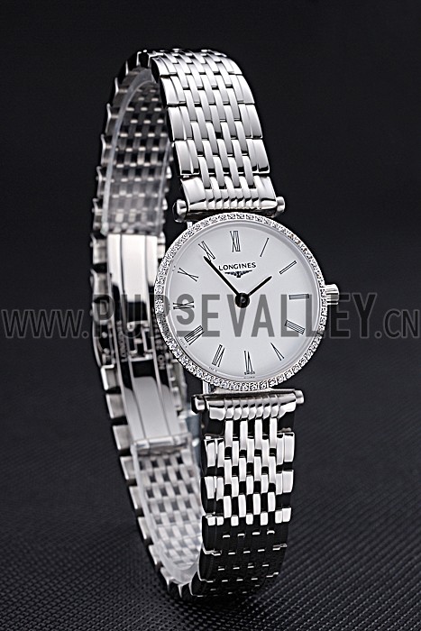 Longines La Grande Classique Stainless Steel White Dial Diamond Bezel Femme 622110
