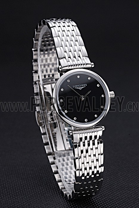 Longines La Grande Classique Stainless Steel Black Dial Diamond Markers Femme 622112