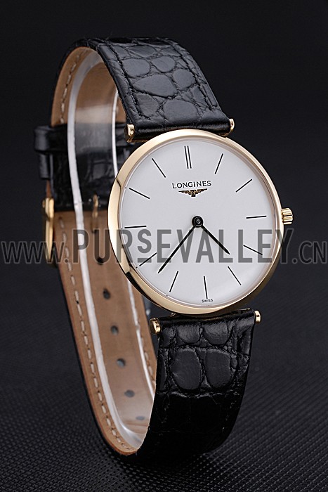 Longines La Grande Classique White Dial Black Leather Strap Homme 622115