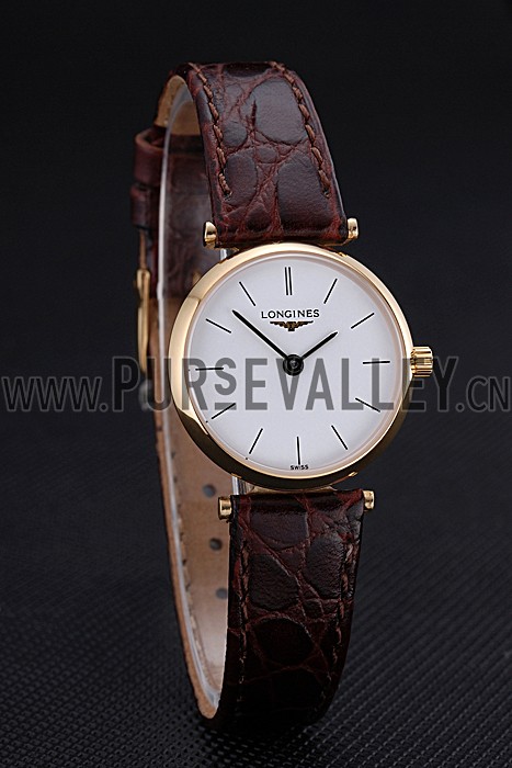 Longines La Grande Classique White Dial Brown Leather Strap Femme 622120