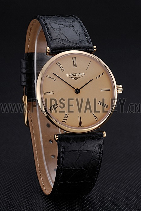 Longines La Grande Classique Champagne Dial Black Leather Band Homme 622123