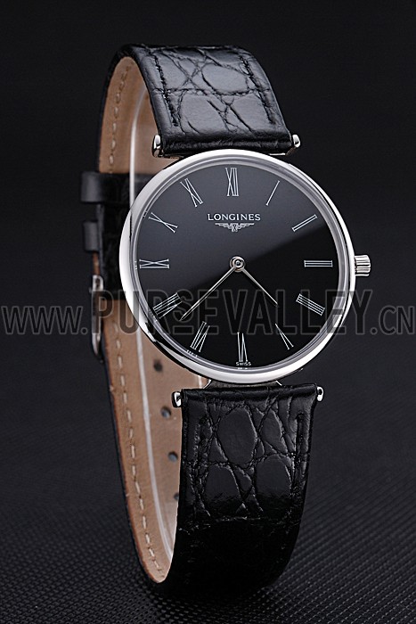 Longines La Grande Classique Black Dial Black Leather Band Homme 622131