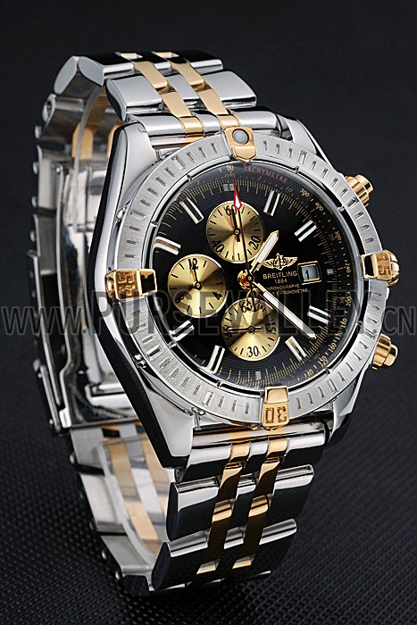 Breitling Chronomat Black Dial Stainless Steel And Gold Bracelet 622429