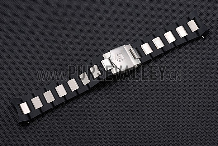 Tag Heuer Plated Stainless Steel and Black Rubber Bracelet 622501