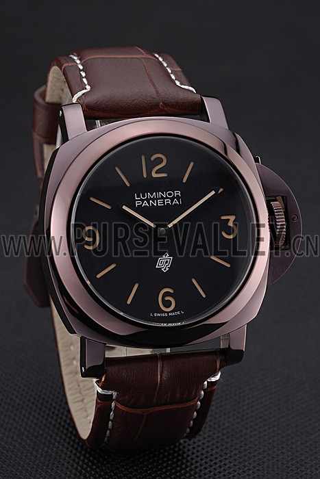 Panerai Luminor Brown Leather Strap Black Dial 80164