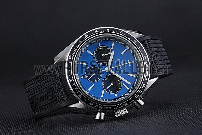 Omega Speedmaster Black Rubber Strap Blue Dial 622043