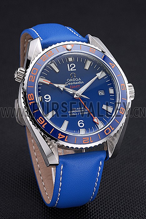 Omega Seamaster Planet Ocean GMT Blue Dial Blue Leather Band 622394