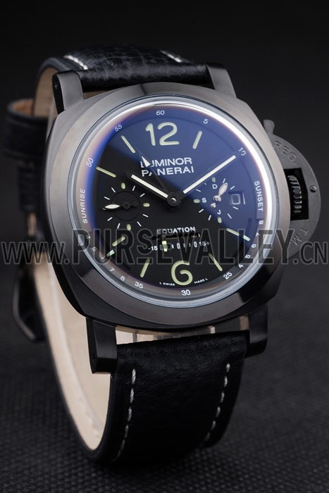 Panerai Luminor Black Ionized Stainless Steel Case Black Dial Black Leather Strap 98162