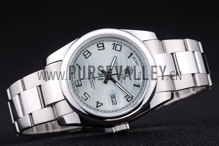 Rolex DayDate Polished Silver Bezel White Dial 7470