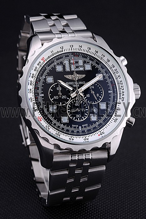 Breitling Professional Chronospace Black Dial Stainless Steel Bracelet 622505